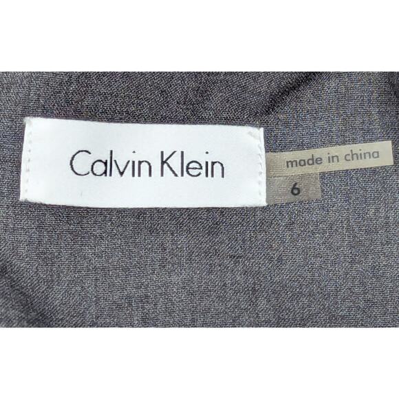 CALVIN KLEIN Dress - Gray, Belted, Midi, Sleeveless, Zip Back, A-Line, Size 6 - Picture 3 of 6